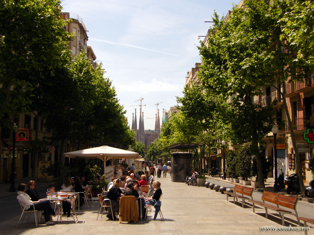 Барселона: вид на Sagrada Familia от больницы Sant Pau.